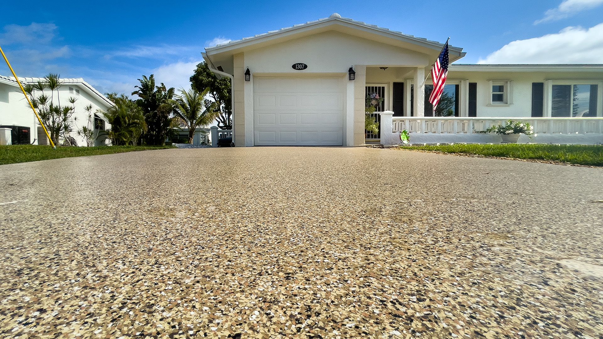 home in florida with 24 hour floor coated driveway